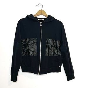 Please | Leather Pocket Crop Sweater